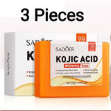 Sadoer Kojic Soap 3 Pieces, Kojic Acid Whitening Soap, Deep Cleansing, Skin Brightening Like Vitamin C, Improve Acne Prone Skin, For Face and Body Skin Care