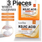 Sadoer Kojic Soap 3 Pieces, Kojic Acid Whitening Soap, Deep Cleansing, Skin Brightening Like Vitamin C, Improve Acne Prone Skin, For Face and Body Skin Care