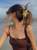Vibrant Hawaiian Flower Hair Claw Clips for Thick Hair, Strong Nonslip Grip