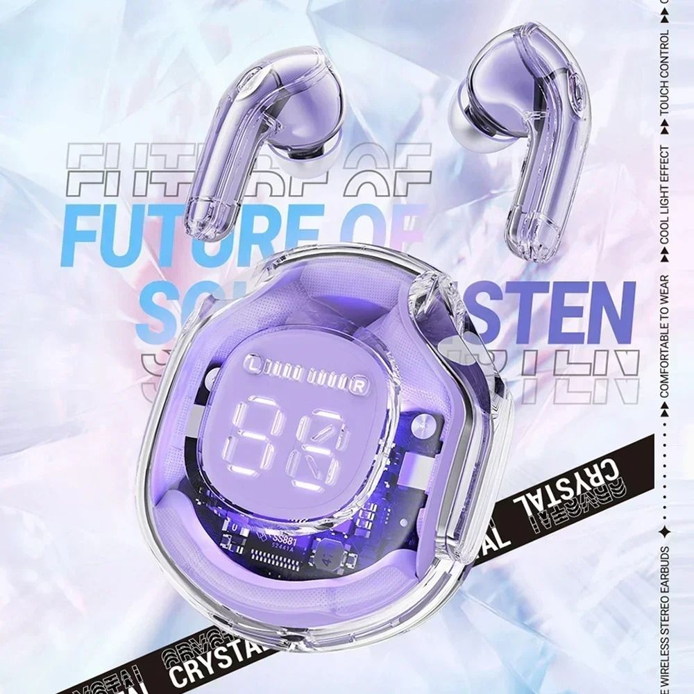Air39 Transparent TWS Bluetooth Earbuds with 7LED Display HiFi Sound