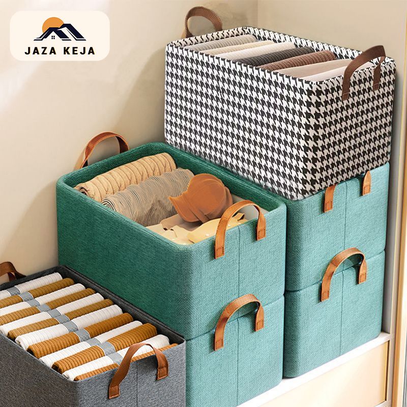 Jaza Keja Foldable Fabric Storage Organizer Box with Steel Frame, Gray
