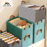 Jaza Keja Foldable Fabric Storage Organizer Box with Steel Frame, Gray