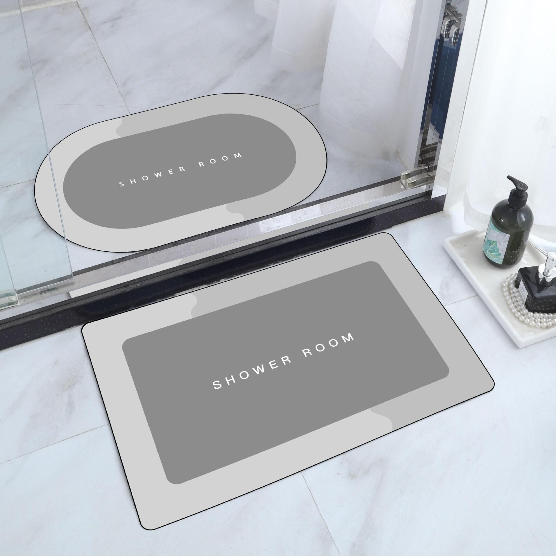 2PCS Bathroom Non-Slip Absorbent Floor Mat Set 40x60cm