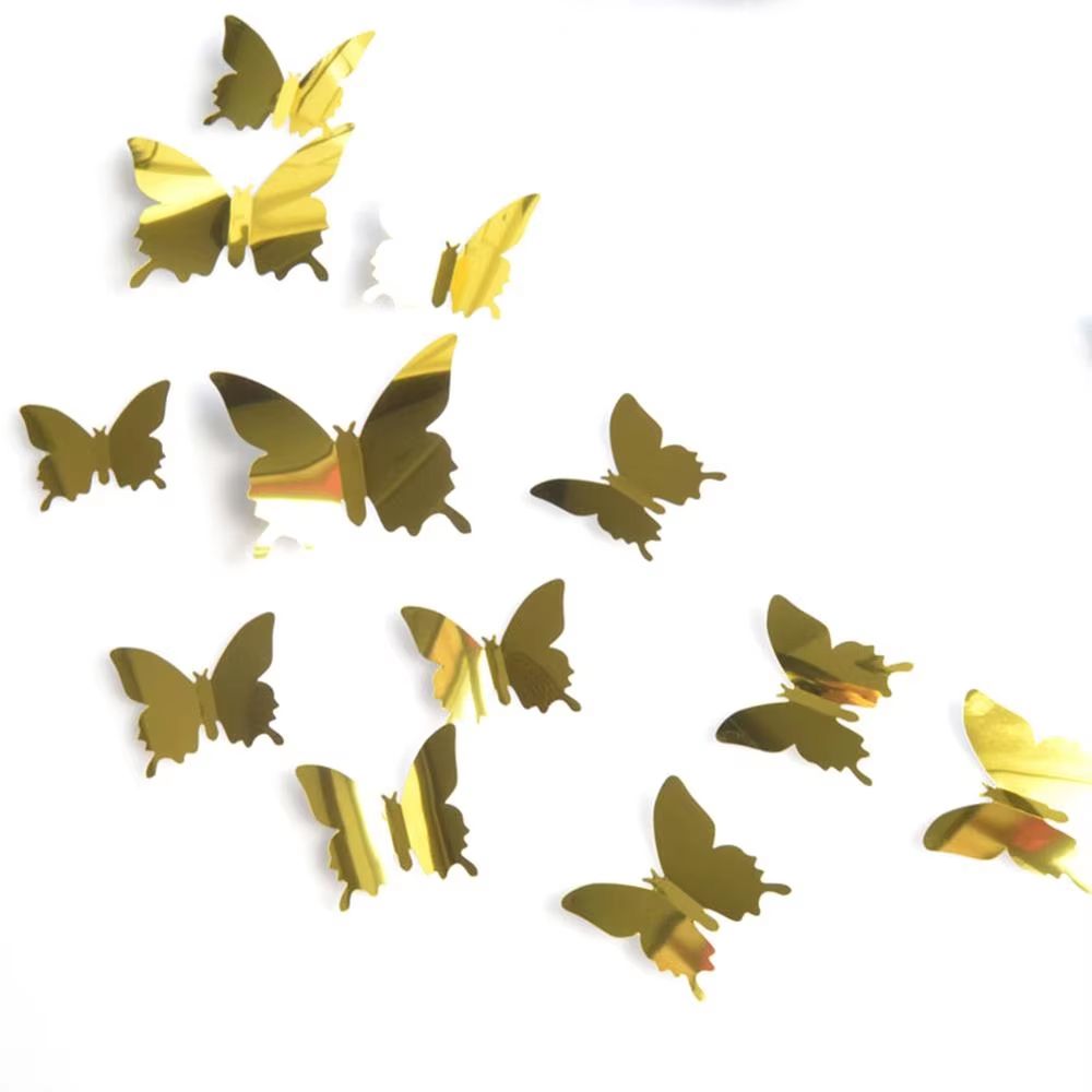 Generic 3D Butterfly Mirror Wall Decal 12 Piece Set Removable