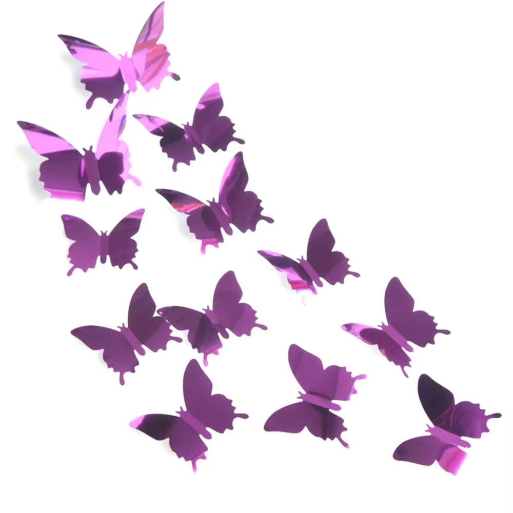 Generic 3D Butterfly Mirror Wall Decal 12 Piece Set Removable