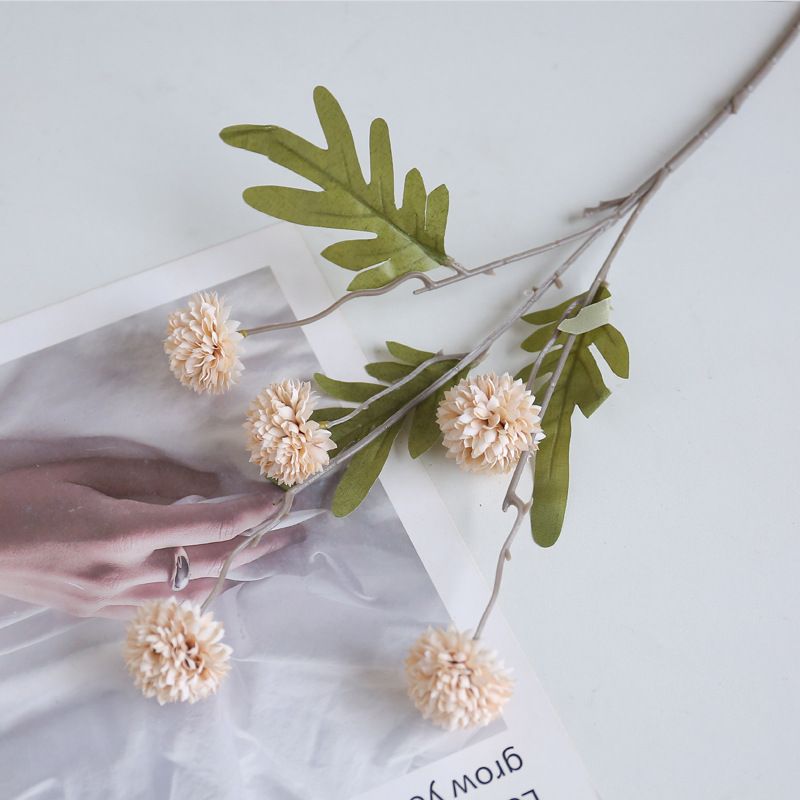Artificial 5-Head Dandelion Ball Flower Silk Bouquet Home Decor