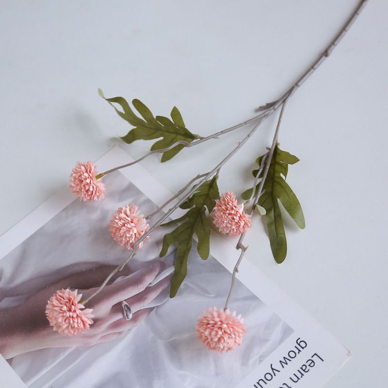 Artificial 5-Head Dandelion Ball Flower Silk Bouquet Home Decor