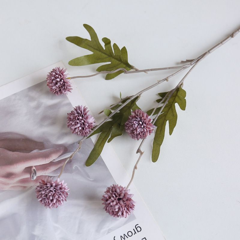 Artificial 5-Head Dandelion Ball Flower Silk Bouquet Home Decor