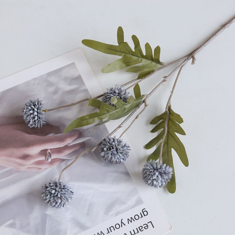 Artificial 5-Head Dandelion Ball Flower Silk Bouquet Home Decor