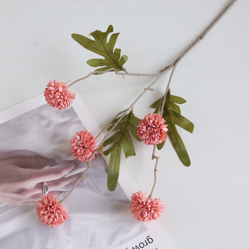 Artificial 5-Head Dandelion Ball Flower Silk Bouquet Home Decor
