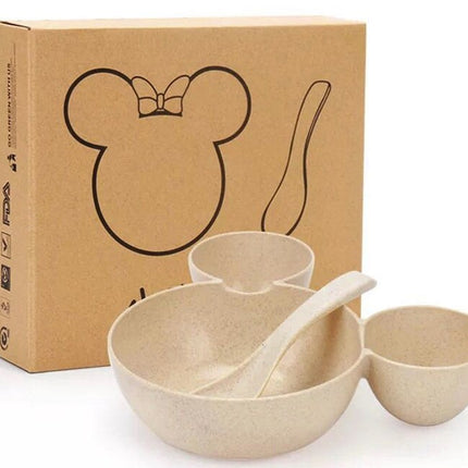Wheat Straw, Children's Bowl, Cartoon, Wheat Chopsticks, Fork Spoon, Fruit Dish, Mickey's Bowl, Lovely Gift Set