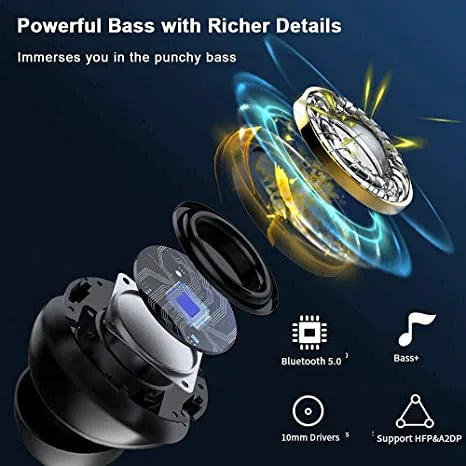 RichRipple Y50 Plus Wireless Bluetooth Earbuds: TWS Stereo In-Ear, Touch Control
