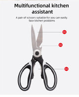 Multifunctional Stainless Steel Kitchen Shears: Bone, Chicken, Fish, Household Tasks