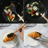 Premium 12-Piece Silicone & Wood Handle Kitchen Utensil Set for Non-stick Cookware