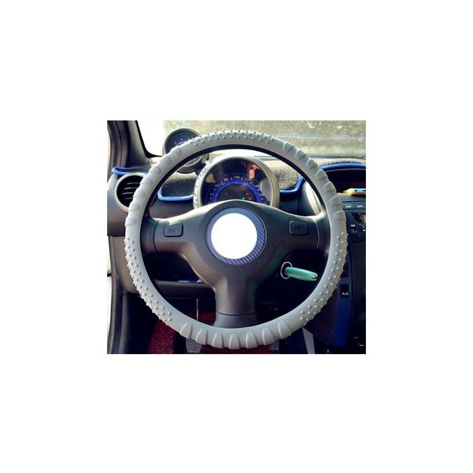 Grey Silicone Car Steering Wheel Cover Anti-Skid Grip Universal 14-16 Inch