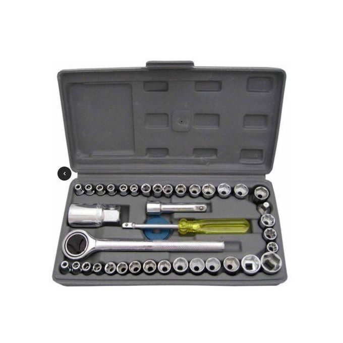 40-Piece Stainless Steel Socket Wrench Set with Ratchet Handle Aiwa