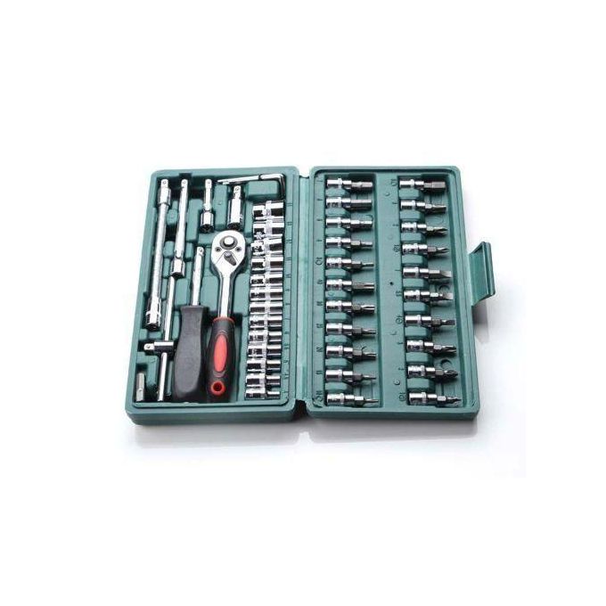 46-Piece Carbon Steel Wrench Socket Spanner Screwdriver Combination Tool Set