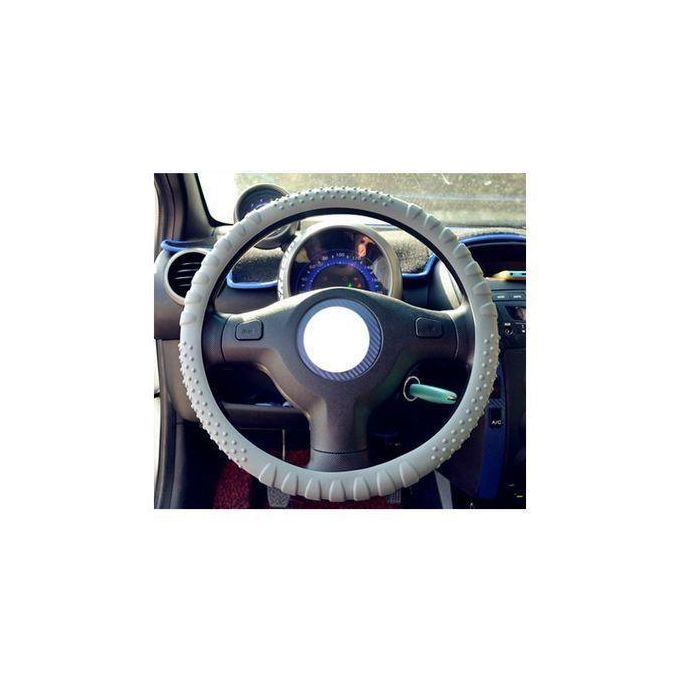 Grey Silicone Car Steering Wheel Cover Anti-Skid Grip 36-40cm