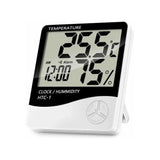 HTC-1 Digital Alarm Clock Thermometer Hygrometer Calendar Temperature Humidity Monitor White
