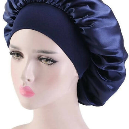 Adjustable Solid Satin Sleeping Bonnets, Long Hair Women Night Hat Silk Head Wrap