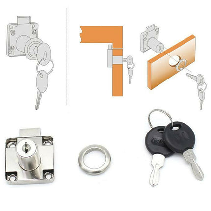 Cold Rolled Steel 138-22 Desk Drawer Lock Office Cabinet Safety Locker + 2 Keys