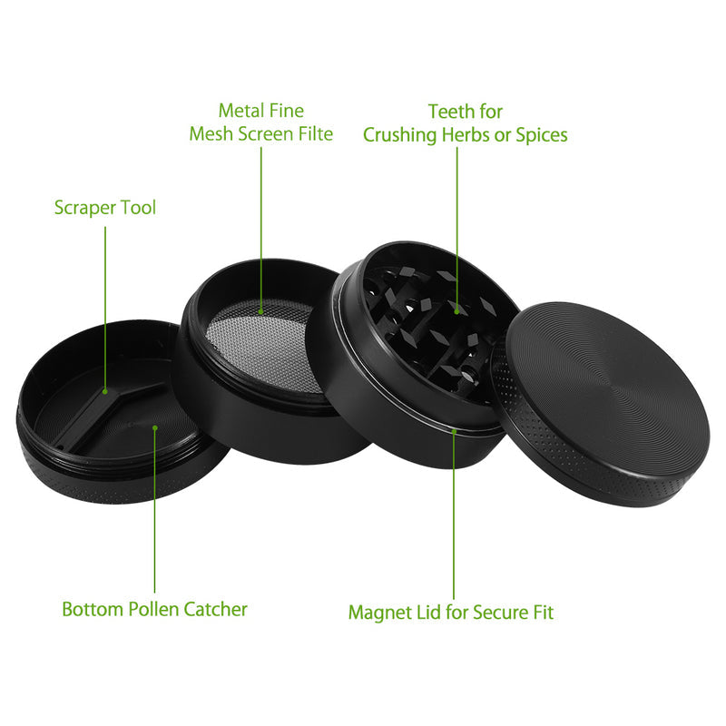 Premium 4-Layer Magnetic Herb Grinder Spice Mill Crusher with Pollen Sifter
