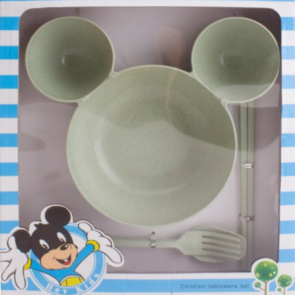 Wheat Straw, Children's Bowl, Cartoon, Wheat Chopsticks, Fork Spoon, Fruit Dish, Mickey's Bowl, Lovely Gift Set