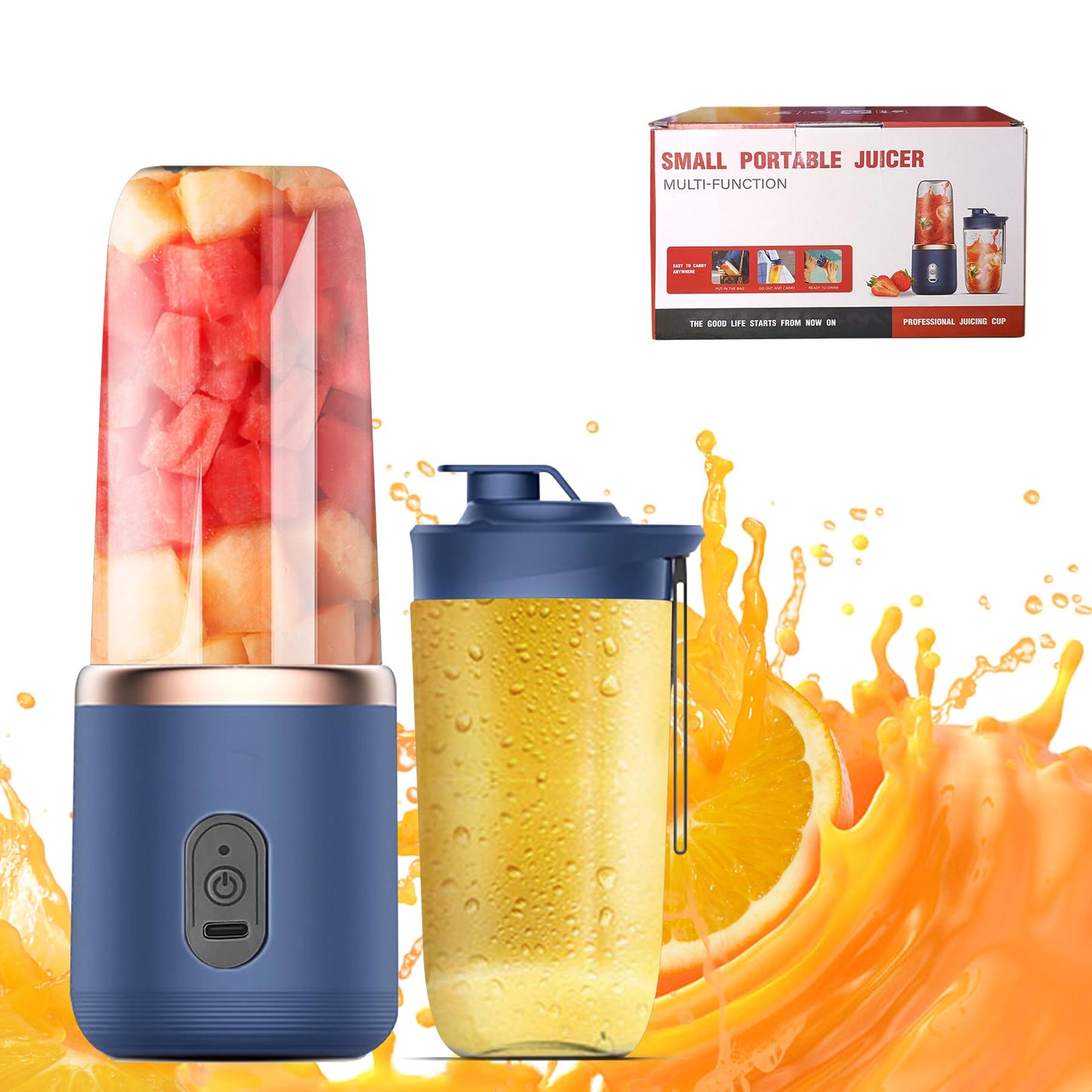 UPHUI Portable USB Rechargeable Blender: 6-Blade Mini Juicer for Shakes & Smoothies