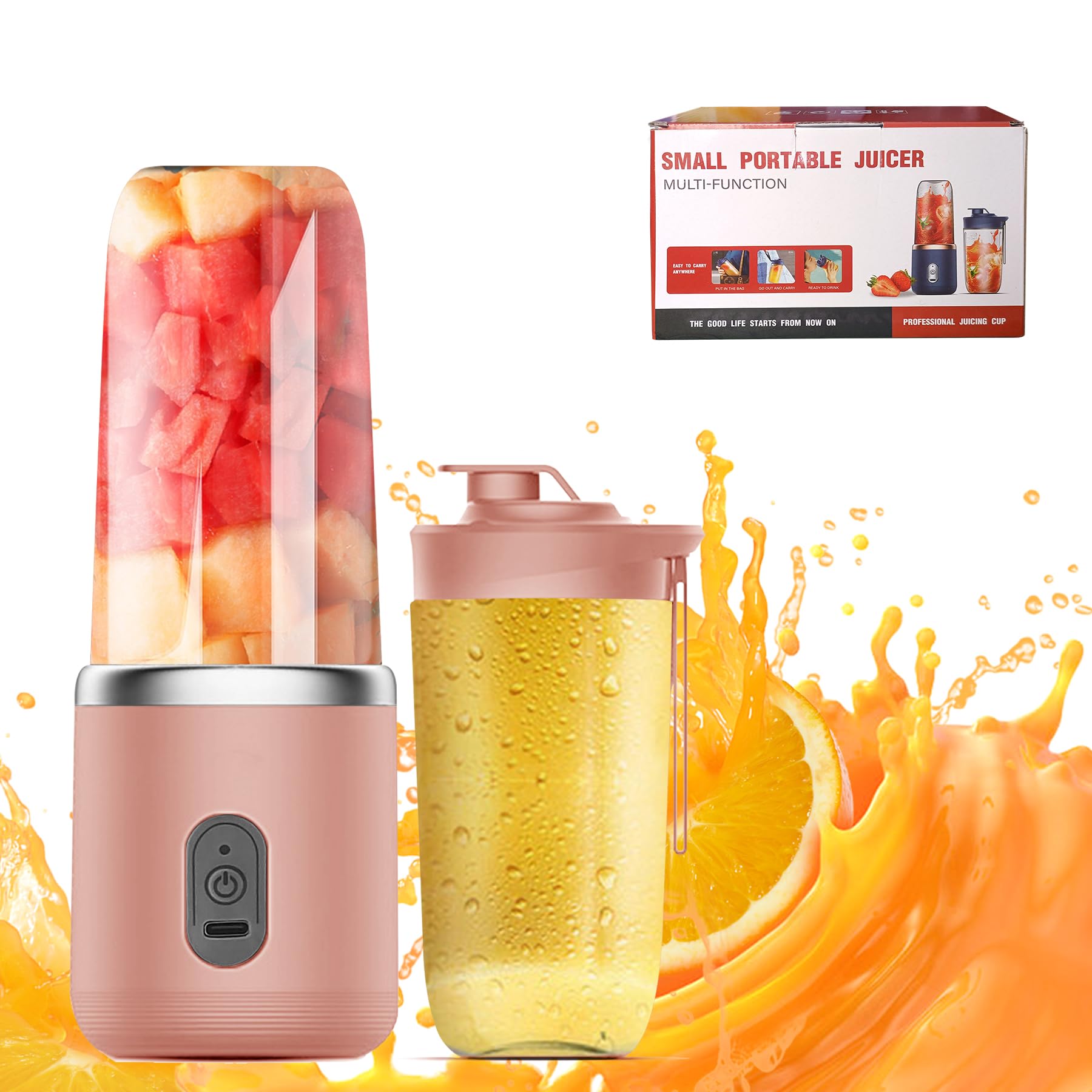 UPHUI Portable USB Rechargeable Blender: 6-Blade Mini Juicer for Shakes & Smoothies