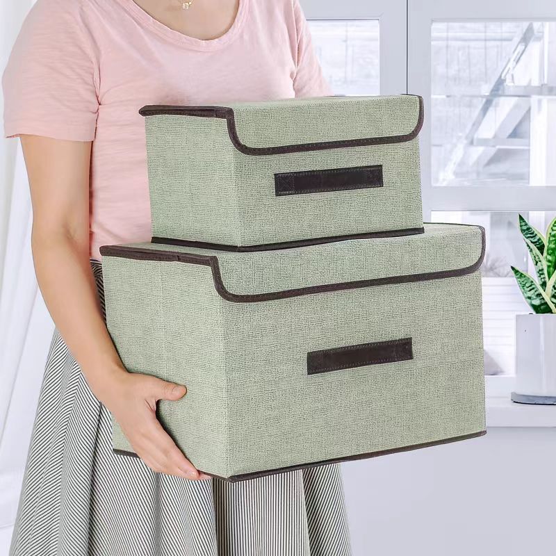 2-Pack Foldable Fabric Storage Bins, Portable Clothing Organizer Boxes for Dorm & Home