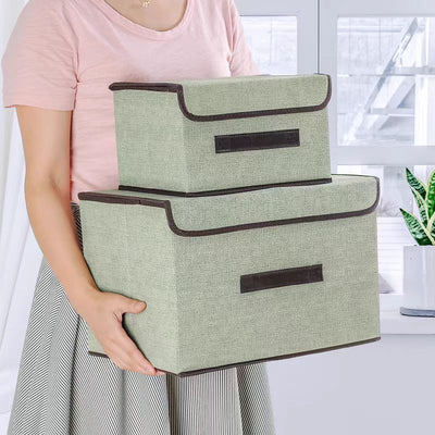 2-Pack Foldable Fabric Storage Bins, Portable Clothing Organizer Boxes for Dorm & Home