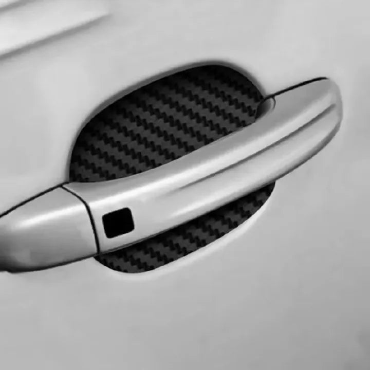 4-Piece Carbon Fiber Car Door Handle Scratch Protector Film Set