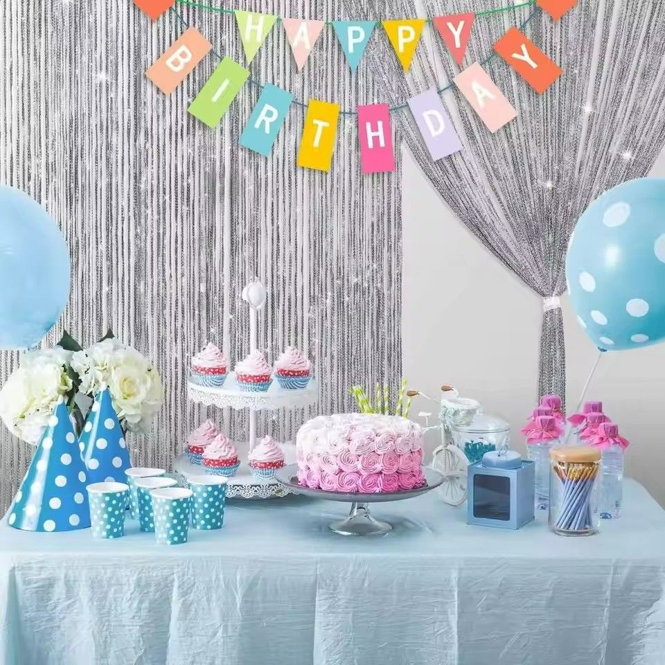 Shiny Tassel String Door Curtain Decorative Window Divider 100x200cm