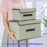 2-Pack Foldable Fabric Storage Bins, Portable Clothing Organizer Boxes for Dorm & Home