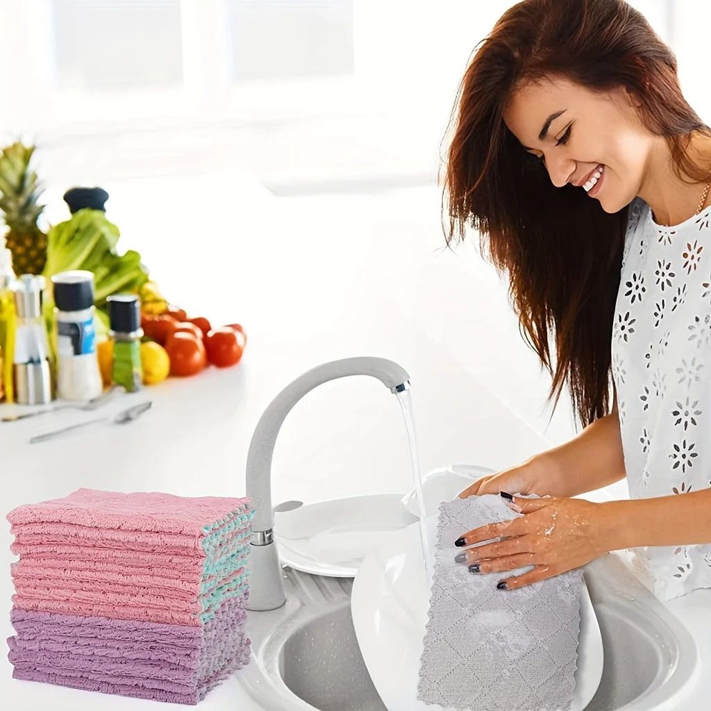 5-Pack Premium Microfiber Dish Cloths: Super Absorbent, High-Efficiency Kitchen Cleaning