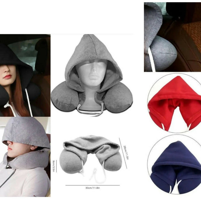 Trave neck pillow with hoodie