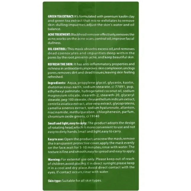Dr. Rashel Green Tea Clay Stick Face Mask