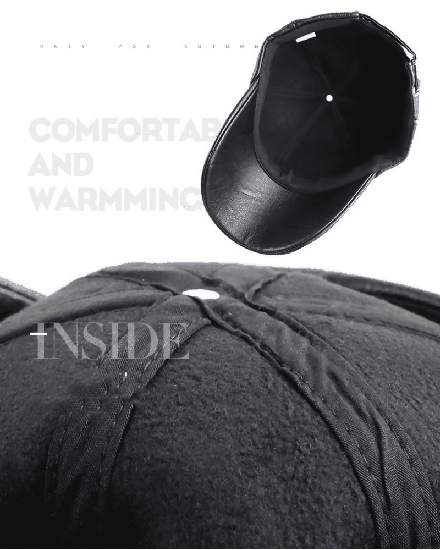 Fashionable PU Leather Men's Baseball Cap - Adjustable, Embossed Letters, Outdoor Wear