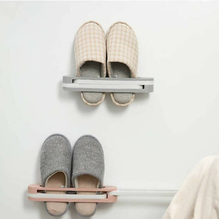 Shoe Wall Rack, Folding Slippers Rack, Bathroom Slippers Rack Wall Mounted Shoe Organizer Rack,3 in 1 Folding Holder Shoes Hanger and Bathroom Towel Organizer Rack