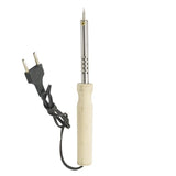 40W Electric Soldering Iron - Silver, Wood & Metal, 9.5 in Length, Ideal for PCB & Electronics