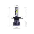 2-Piece H4 DC9-36V 36W 3000K 6000LM IP68 Car Motorcycle Mini COB LED Headlight Bulb