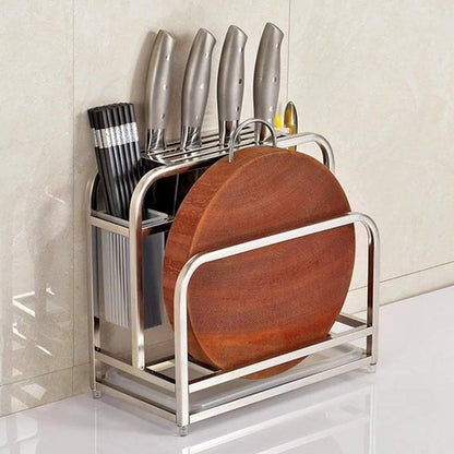 Heavy Compact Multifunctional aluminium cutlery holder & chop board rack