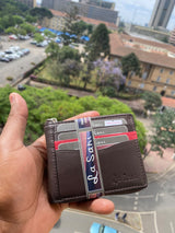 Men's Genuine Leather Bi-Fold Wallet Modern Card Holder Snap Closure