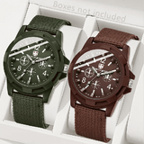 2-Piece Unisex Casual Quartz Watch Set with Durable Canvas Straps