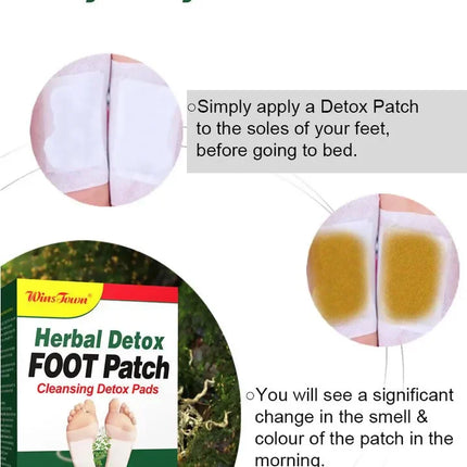 Wins Town Herbal Detox Foot Patch (30 patches per pack) | Cleansing Detox Pads