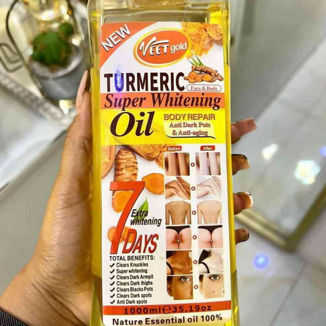 Veet Gold Turmeric Brightening Oil – 1000ml | Anti-Dark Spots, Anti-Aging & Skin Softening Formula