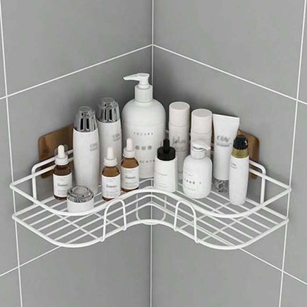 Self-Adhesive Metal Bathroom Corner Rack Storage Shelves, Steel Bathroom Corner Shelf Organizer