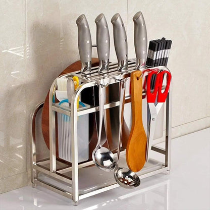 Heavy Compact Multifunctional aluminium cutlery holder & chop board rack