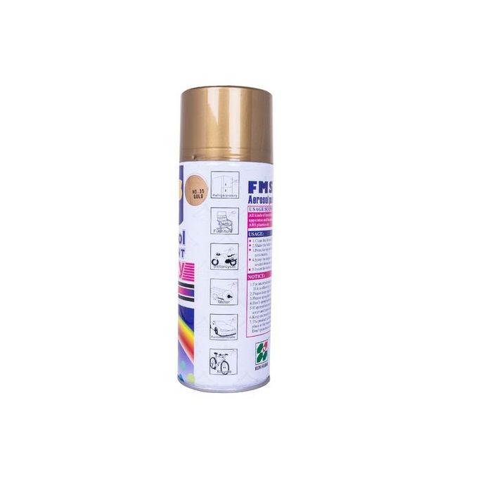FMS Aerosol Spray Paint Gold Quick-Dry Thermoplastic Acid Metal Glass ABS