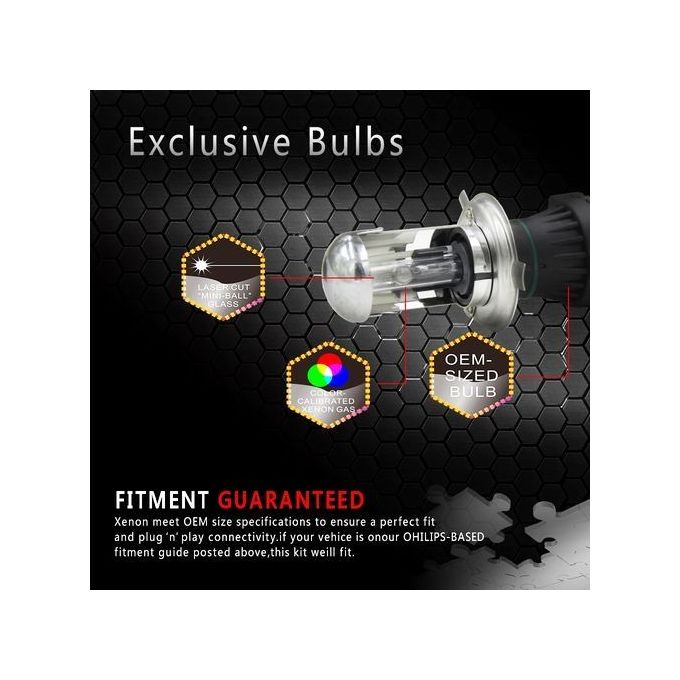2pcs 55W H4 HID Bi-Xenon HI/LOW Headlight Bulbs Conversion Kit 3000-12000K
